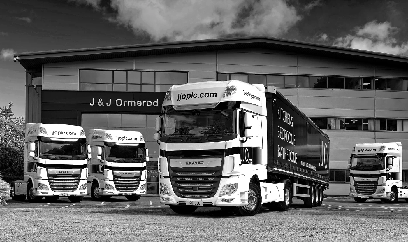 JJ Ormerod delivery trucks outside the East Lancashire manufacturing facility